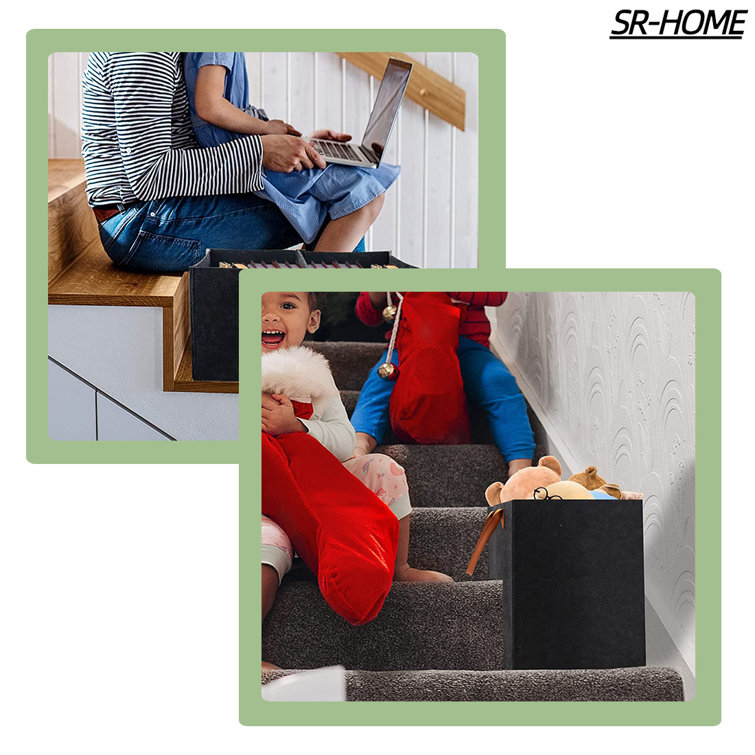 SRHOME Stair Basket With Leather Handle For Carpeted Stairs Wayfair